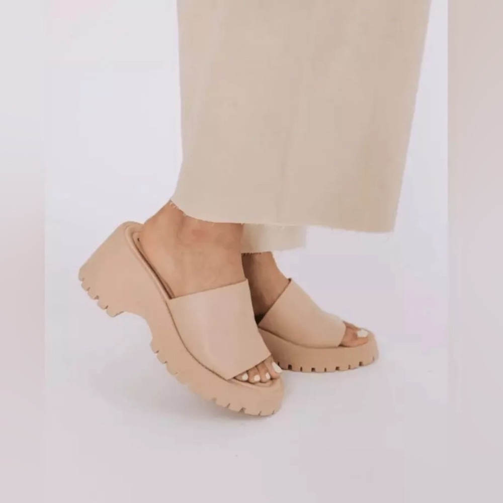 Free People Women’s WINONA WEDGE SANDALS Size EU 41 US 10.5 Natural Leather New